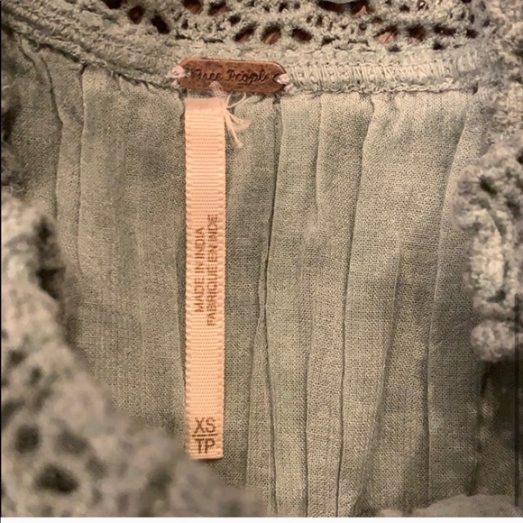 Free People Green Peasant Blouse Moonchaser Sz XS - Picture 5 of 7